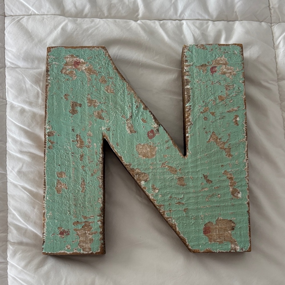 Rustic Wooden Letter N Decor